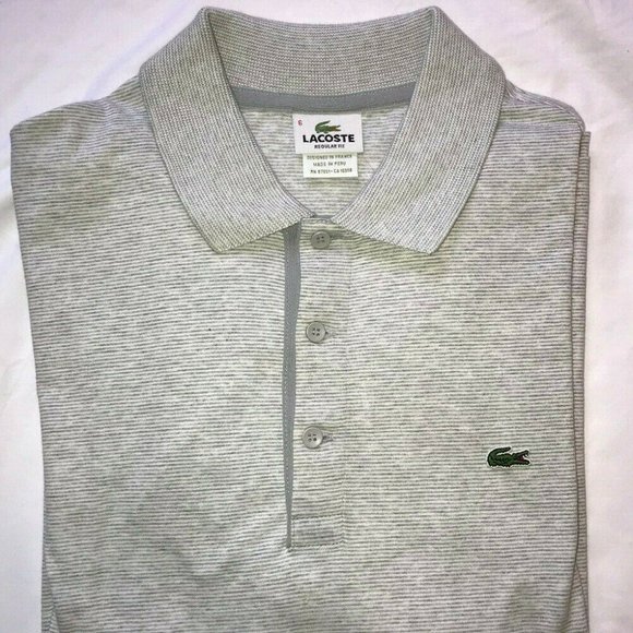 🐊LACOSTE REGULAR FIT POLO, Striped Gray_NWT - Picture 1 of 1